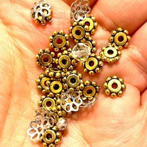7mm Brass and Silver Colored spacers & beadcaps